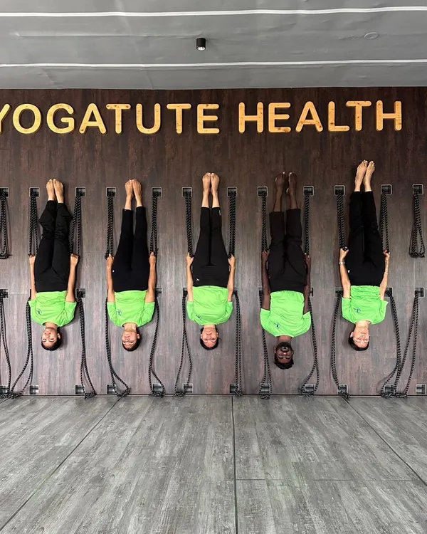 Our Hatha Yoga Teacher Training is built on the foundation of anushasan, or discipline. Here, our students practice inversions using the rope wall, a technique inspired by Iyengar yoga that builds strength, ensures spinal alignment, and deepens body awareness.