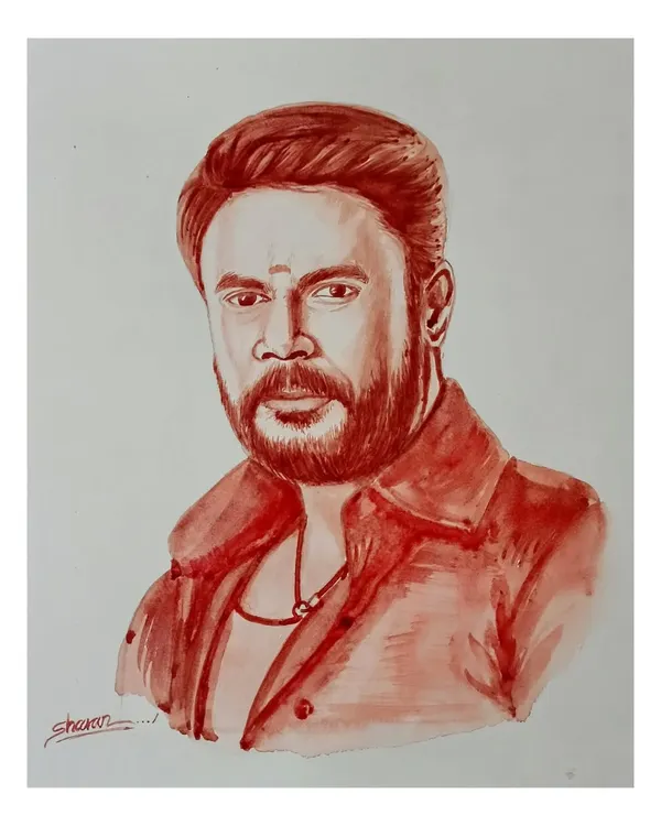A blood portrait tribute to the legendary Kannada actor, Darshan Thoogudeepa, also known as D Boss.