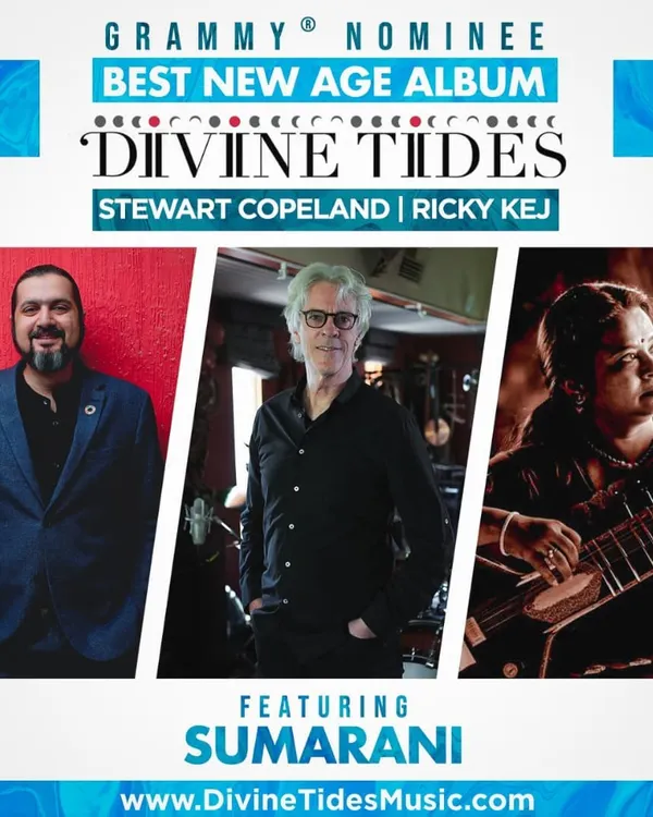 So thrilled to see 'Divine Tides' nominated for a Grammy Award for Best New Age Album. Being a part of this project with Ricky Kej and Stewart Copeland was a truly remarkable experience.