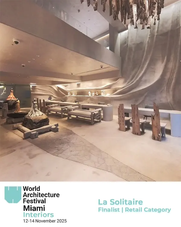 I am thrilled that our project 'La Solitaire' was selected as a Finalist in the Retail Category at the World Architecture Festival Interiors. This project is a space carved with nature’s rhythm, where raw materials and fluid forms tell a story.