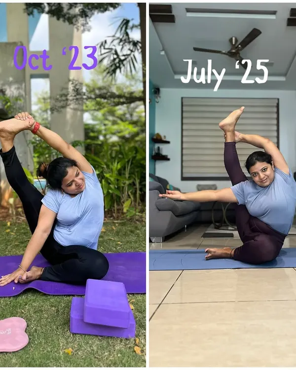 As the verse goes, deep contemplation can make any attempt fruitful. This student's transformation in her flexibility and depth is a perfect example of what consistent, mindful practice can achieve.