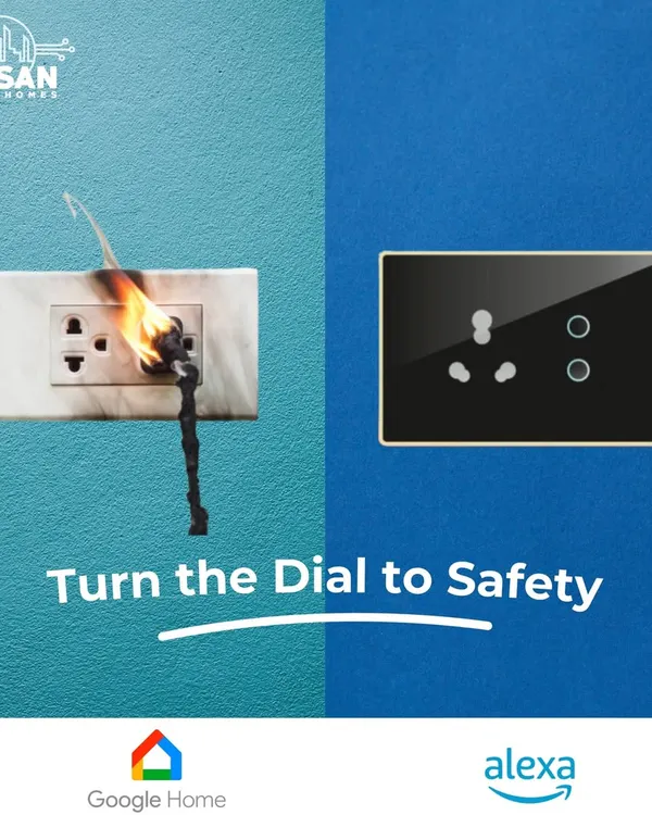 Turn the dial from danger to safety. Old, faulty wiring can be a fire hazard. Our smart switches are built with modern safety standards, shockproof glass, and reliable components to protect your home and family.