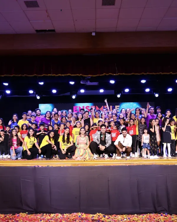 The entire 'ONSTAGE 25' cast and crew. This photo represents the huge community of students, instructors, and parents that make up our wonderful Ensemble Family.