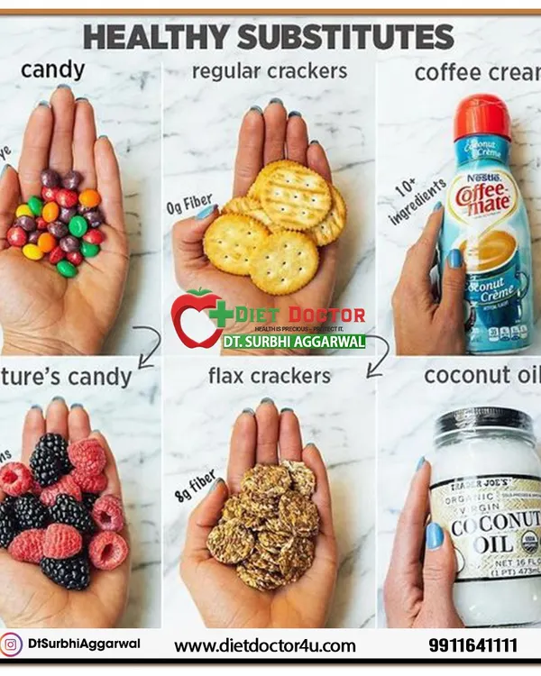 Simple swaps can dramatically improve your diet. I advise clients to replace sugary candy with berries, processed crackers with high-fiber flax crackers, and artificial coffee creamers with natural coconut oil.