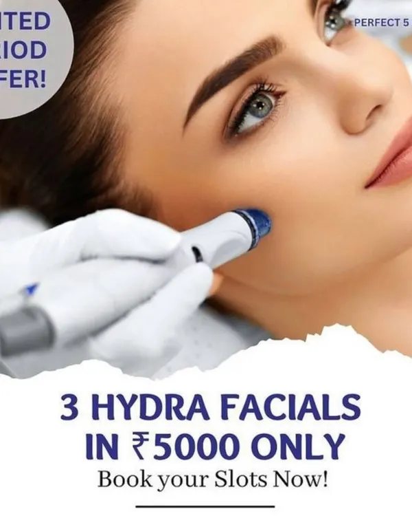 Take advantage of our limited-period offer: get three Hydrafacials for only ₹5000. It's the perfect opportunity to achieve and maintain consistently hydrated and glowing skin.