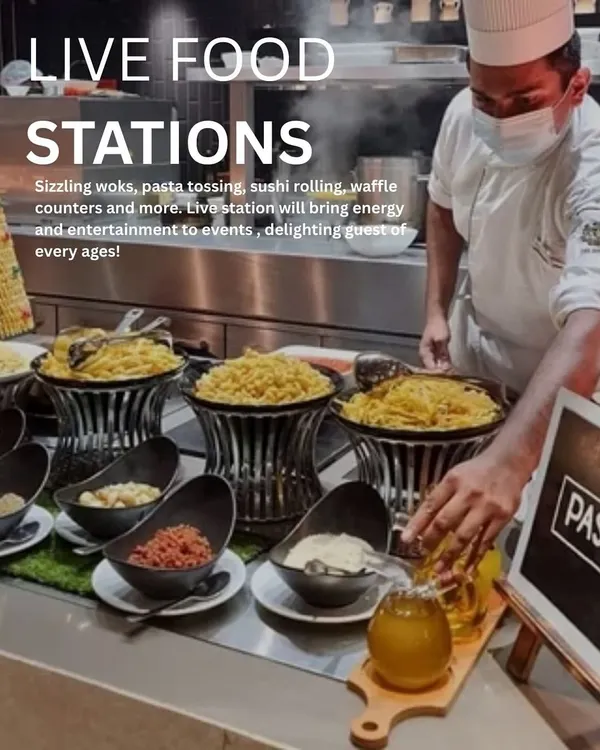 I believe food should be an experience, not just a meal. My live food stations are designed to be the life of the party, where our chefs entertain your guests by cooking delicious food fresh, right in front of them.