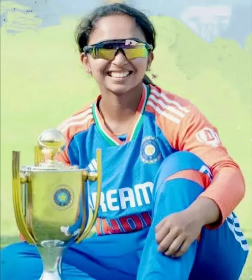 The face of a champion. Our student Mithila Vinod, after her incredible performance for the India U-19 team, holding the Asia Cup trophy.