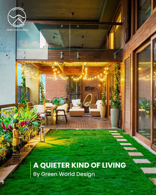 At Windmills of Your Mind, I designed a landscape that invites you to slow down. This space, with its warm textures, layered greens, and gentle lighting, feels like an exhale at the end of a long day, embodying a quieter kind of living.