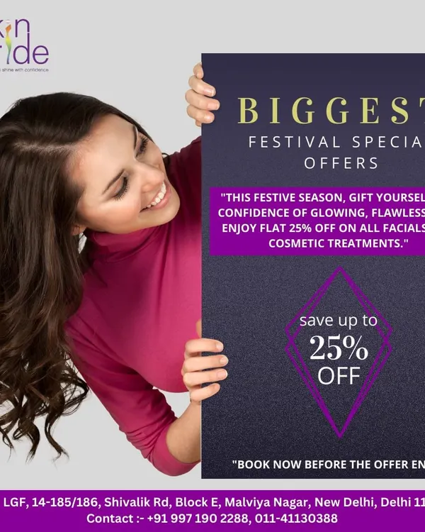Our festive season special offer. This is the perfect time to gift yourself the confidence of flawless skin with a flat 25% off on our treatments.