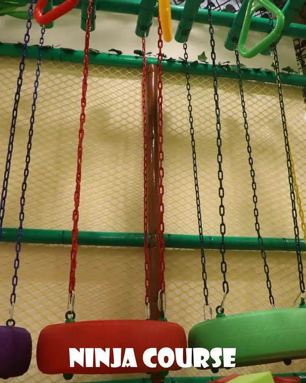 Our ninja course is perfect for kids who want to test their strength and agility. It features a series of hanging tire swings that require balance and coordination to cross.