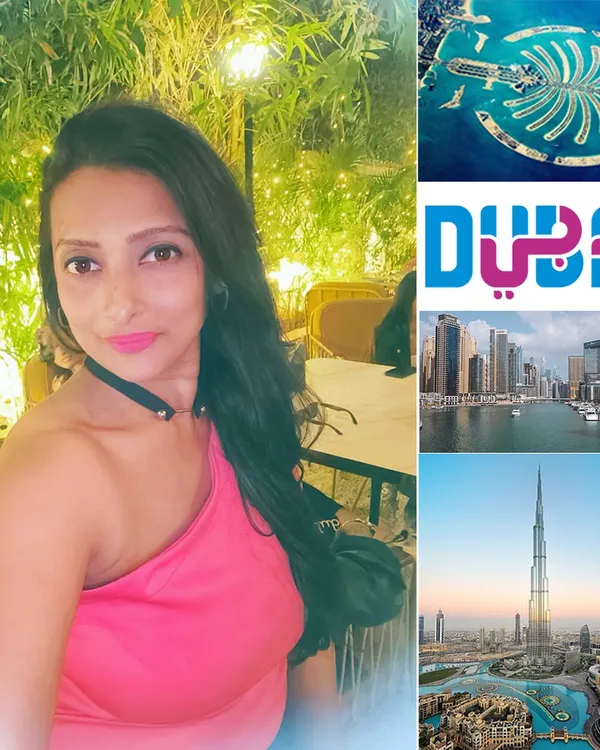 A collage from my travels, announcing my next event in Dubai. I have hosted events in the USA, Thailand, Singapore, and more, and I'm always excited to add a new city to my list of destination weddings.
