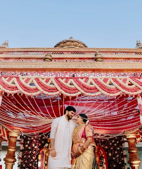 A mandap fit for royalty. We designed this magnificent temple-style structure for a wedding at Valura, capturing the grandeur of South Indian heritage with intricate details and a breathtaking scale.