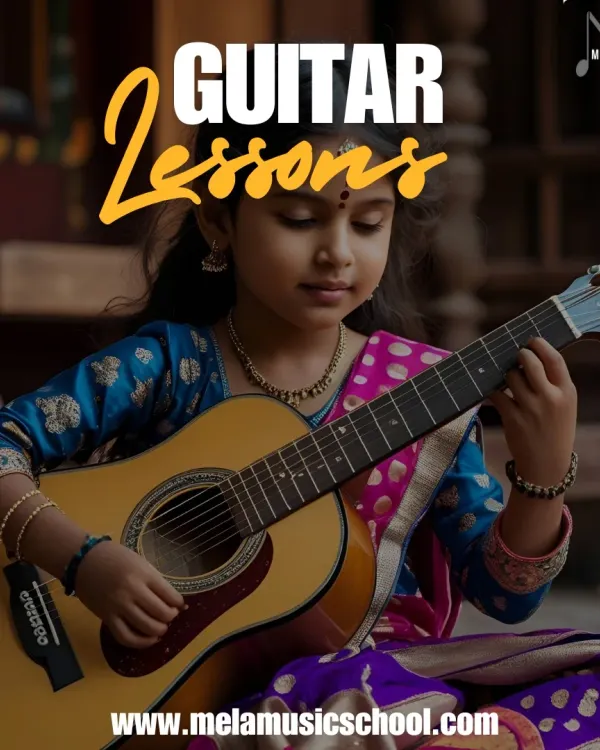 It's never too early to start. This young student, dressed in traditional attire, beautifully demonstrates that the guitar is an instrument for everyone, blending culture with modern music.
