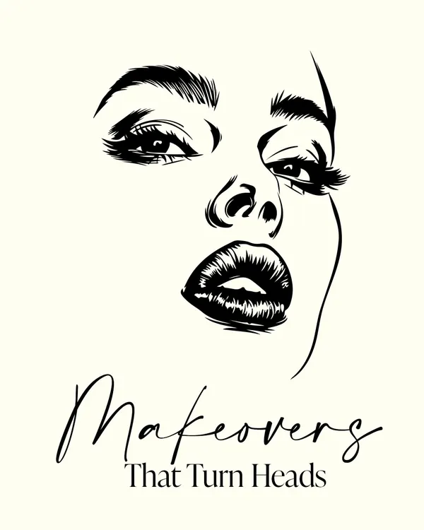 Our mission is simple: to create makeovers that turn heads. This graphic embodies our philosophy of crafting bold, beautiful, and confident looks for our clients.