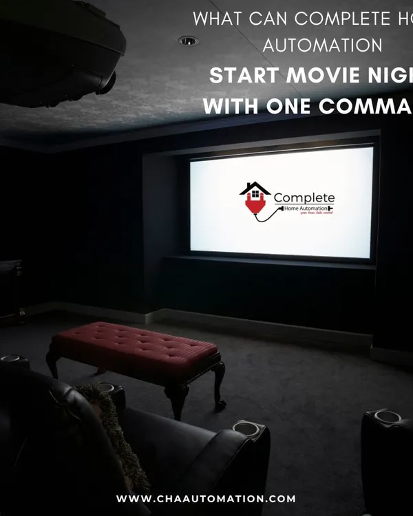 A view of a dedicated home theatre we automated. The system is ready to activate with one command, showcasing how we turn any room into a premium, personal cinema with integrated controls.