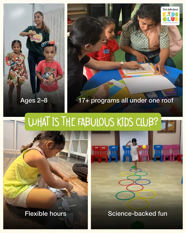 This is what we are all about. We offer science-backed fun for kids aged 2 to 8, with over 17 programs and flexible hours. We are a one-stop club for your child's holistic development.
