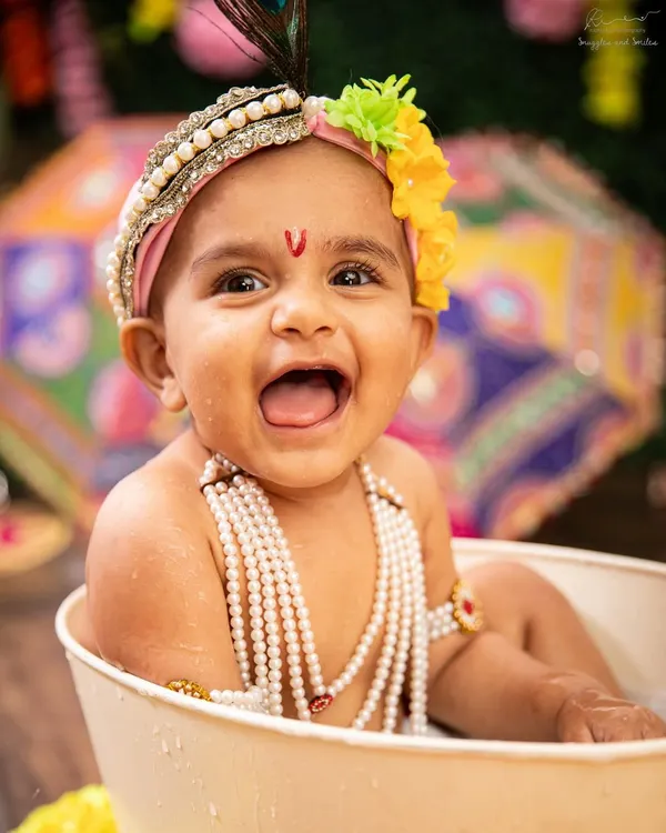 This little Krishna’s infectious giggle is pure magic. I love creating these vibrant, festive setups that bring so much joy and celebrate our beautiful culture.