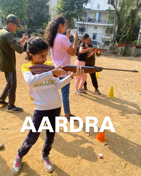 Meet Aardra, taking aim with focus and determination during our rifle shooting activity.