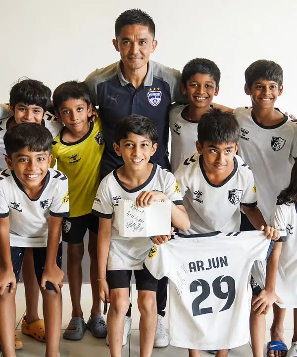 Our team with Indian football captain Sunil Chhetri, a highlight of our high-performance camp at Bengaluru FC. These are the moments that fuel big dreams.