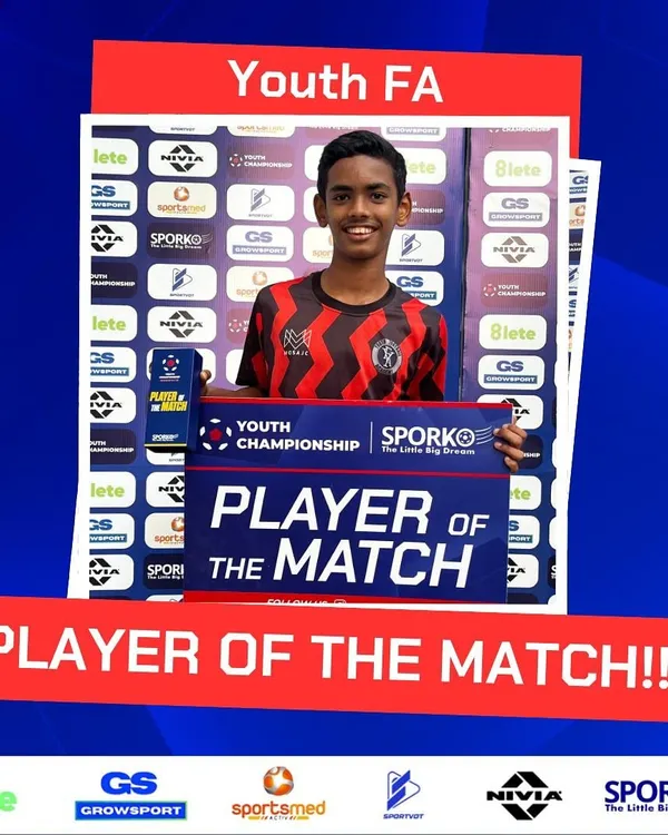 Celebrating our Player of the Match from the Youth Championship. This award recognizes a standout performance that made a difference for the team.