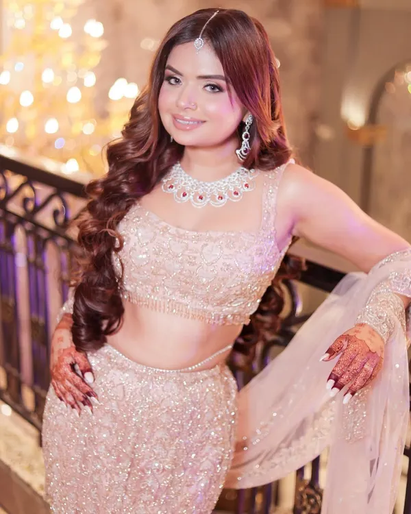 For my engagement, I wanted a look that felt like a modern fairytale. This stunning, fully embellished lehenga from Surabhi Chopra Label was a dream come true, making the day even more magical. This is the kind of aspirational fashion content I love to create.