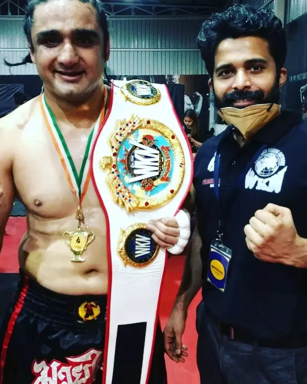 Posing with the first WKN India Title Holder, Vaibhav Shetty. We are proud to be part of the official team that supports high-level kickboxing events and champions in the country.