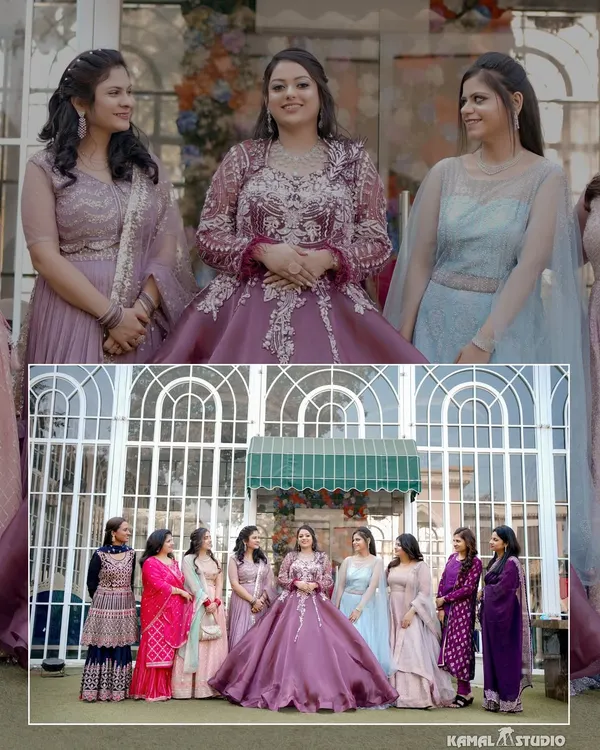 A beautiful portrait of the bride with her bridesmaids, all coordinated and celebrating the start of a new journey.