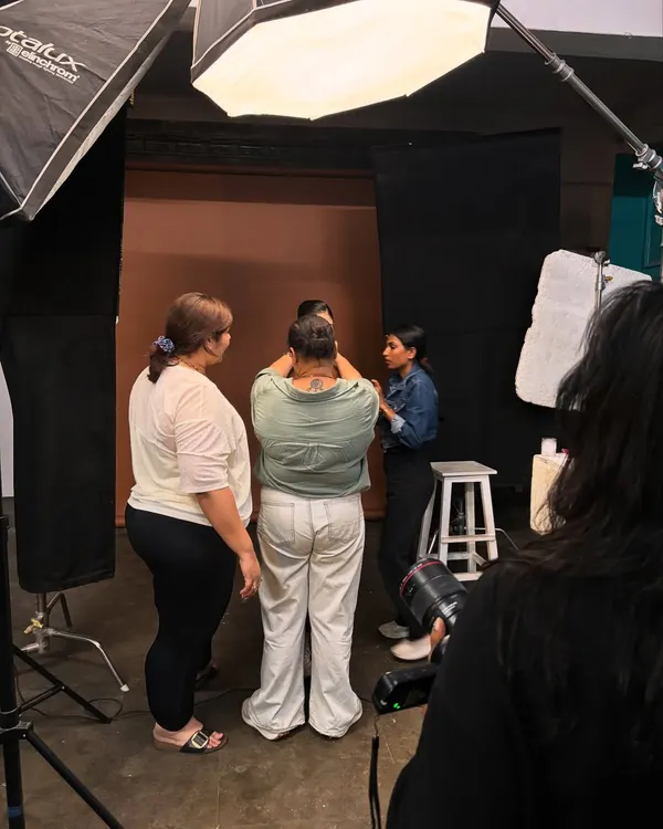 This is what a typical workshop setup looks like. I guide students through each step, from placing the key light to adjusting the fill, ensuring you get a practical understanding of how to control light for portraits and beauty shots.