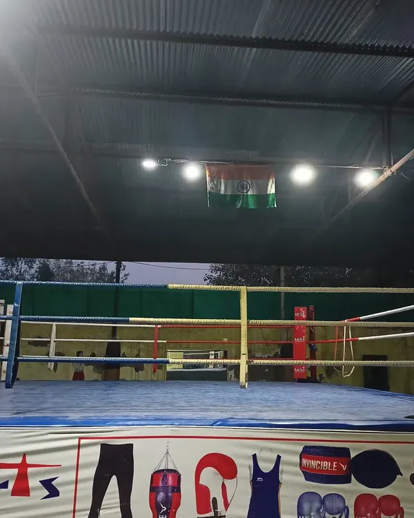This is our arena. The boxing ring at Gurgaon Boxing Sports Academy, waiting for the next generation of champions to step inside.
