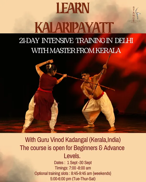 Learn Kalaripayattu in a 21-day intensive training program in Delhi with a master from Kerala. This course is open for both beginners and advanced levels.