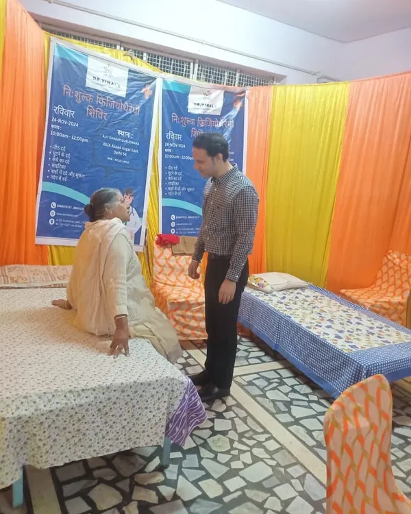 Service, or 'seva', is the foundation of our practice. Here I am at a community physiotherapy camp at Gurdwara Ajit Darbar, providing consultations. Bringing relief from pain and improving lives is our greatest satisfaction.