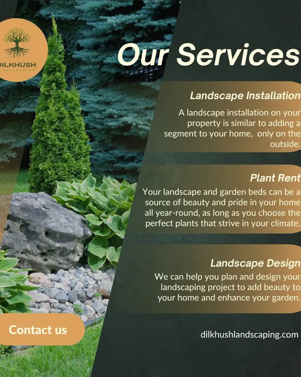 An overview of our core services. We provide comprehensive landscape design, professional installation of plants and hardscapes, and a plant rental service for events or temporary needs.
