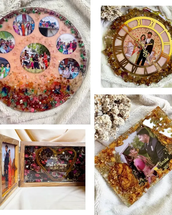 Your flowers tell your story, so make sure it's never forgotten. This collage showcases the variety of custom resin keepsakes I create to transform your blooms into art that lasts a lifetime.