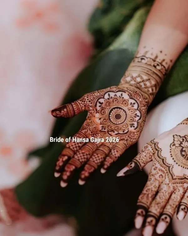 Less detail, more elegance. This minimal design features a beautiful mandala on the palm with delicate patterns extending up the arm, perfect for the bride who loves clean and timeless beauty.