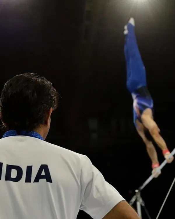 We coach our athletes with one goal in mind: to see them represent India on the world stage. This is where dedication meets world-class coaching, right before a performance at the Artistic Gymnastics World Championship.