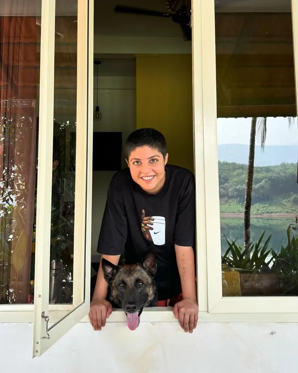 Just me and my boy, Floyd, enjoying the view. These quiet, happy moments are what make all the chaotic, high-energy times worth it. This is our window of joy.