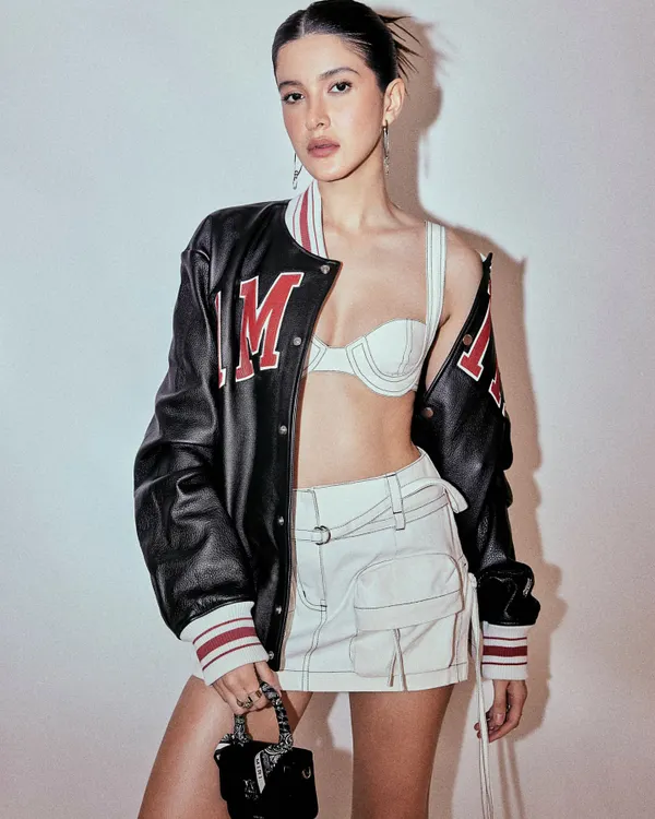 A bold and confident look for Shanaya Kapoor, pairing an Amiri varsity jacket with a Dhruv Kapoor matching set.