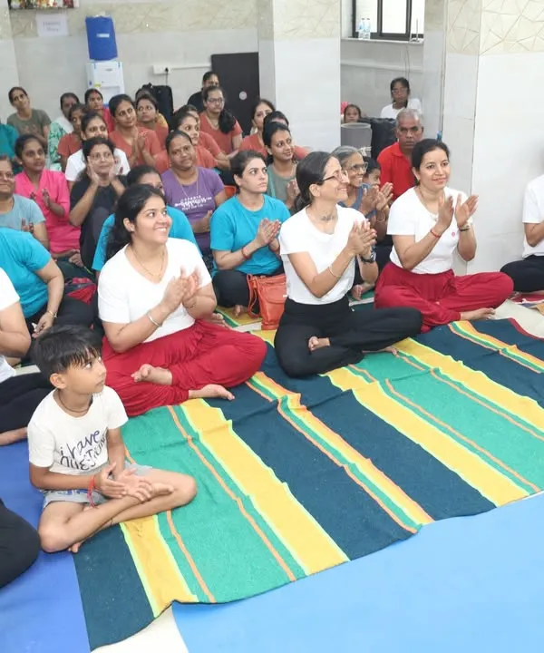 The joy of community is palpable in this photo from our in-person International Yoga Day celebration. Students and teachers share a moment of happiness and connection after a fulfilling practice session at our Mumbai institute.