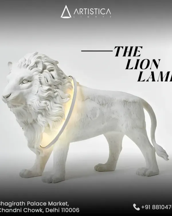 The lion lamp is the epitome of our design philosophy: bold, artistic, and functional. This piece is sculpted with incredible detail and features an integrated light ring, designed for those who want their decor to make a powerful statement.