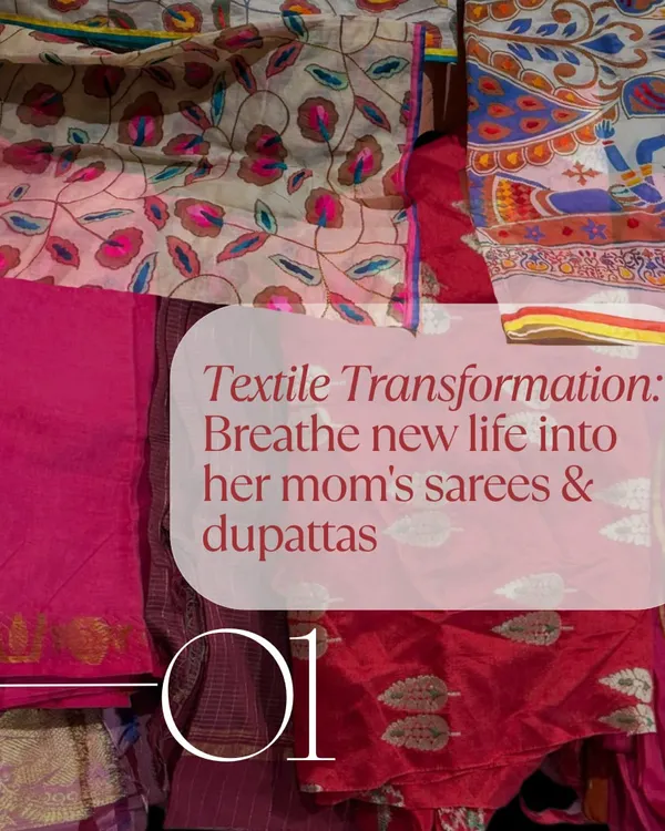The journey begins with cherished textiles. We carefully selected the bride's mother's most beautiful sarees and dupattas, each with its own story, to serve as the foundation for our decor.