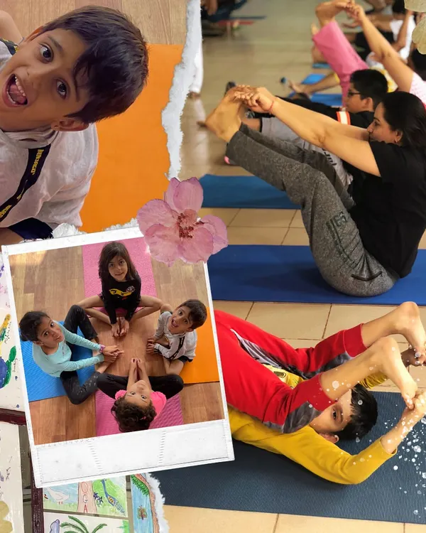 This collage captures the vibrant energy of our kids and parents summer retreat. It is a unique program that combines yoga, games, art, and nature to create a memorable holiday for the entire family.