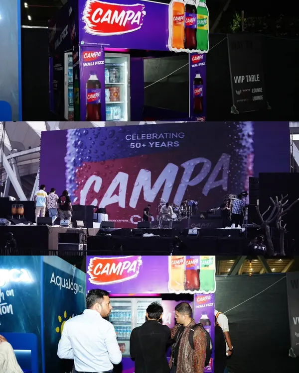 We offer diverse activation opportunities, from interactive booths like this one for Campa to massive on-stage screen placements. This ensures your brand connects with fans at multiple touchpoints throughout the venue.