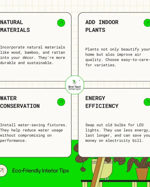 We can help you create a sustainable and responsible workspace. This guide outlines four key eco-friendly interior tips we often implement, including using natural materials like bamboo, improving energy efficiency with LED lighting, conserving water, and adding indoor plants for better air quality.
