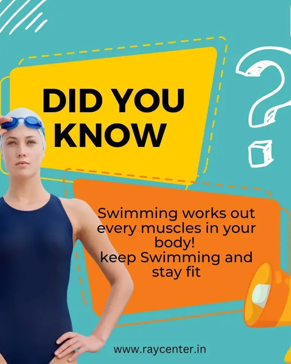 A "Did You Know" graphic explaining that swimming is a fantastic full-body workout.