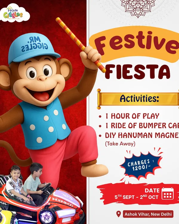 Join our Festive Fiesta! This special offer includes playtime, a bumper car ride, and a fun DIY craft activity. It's the perfect way to celebrate the festival season with us.
