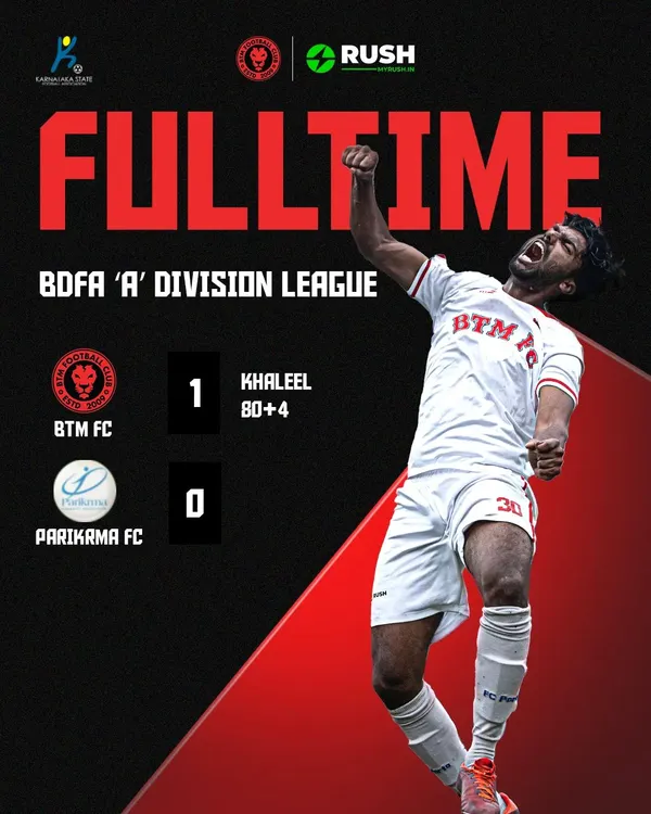 The result of our season opener, a thrilling 1-0 victory with a stoppage-time goal. This graphic celebrates a dramatic win and a perfect start to the league campaign.