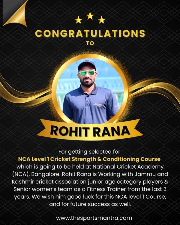 We congratulate our coach, Rohit Rana, on his selection for the NCA Level 1 Strength & Conditioning Course. His expertise as a fitness trainer for state-level teams is a huge asset to our academy.