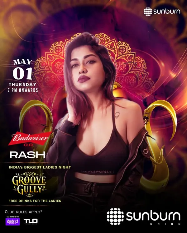 The official poster for my "Groove Gully" ladies' night at Sunburn Union. These events are always super high-energy and fun.