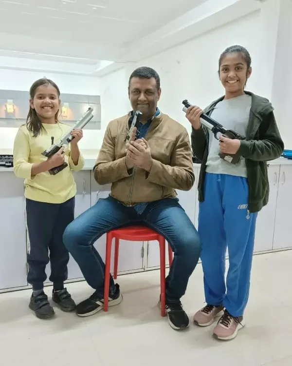 Our founder with two of our young pistol shooters in Gurgaon. It is very important that we identify raw talent and nurture them to become champions of tomorrow.