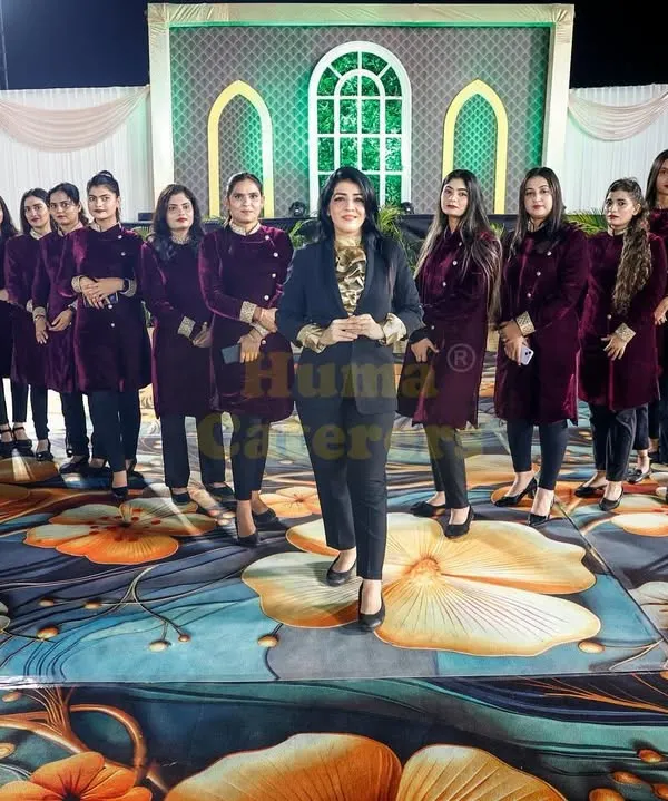 I am proud to introduce my team of professional hostesses. Dressed in elegant uniforms, they are the first point of contact for your guests and ensure a warm and welcoming experience.